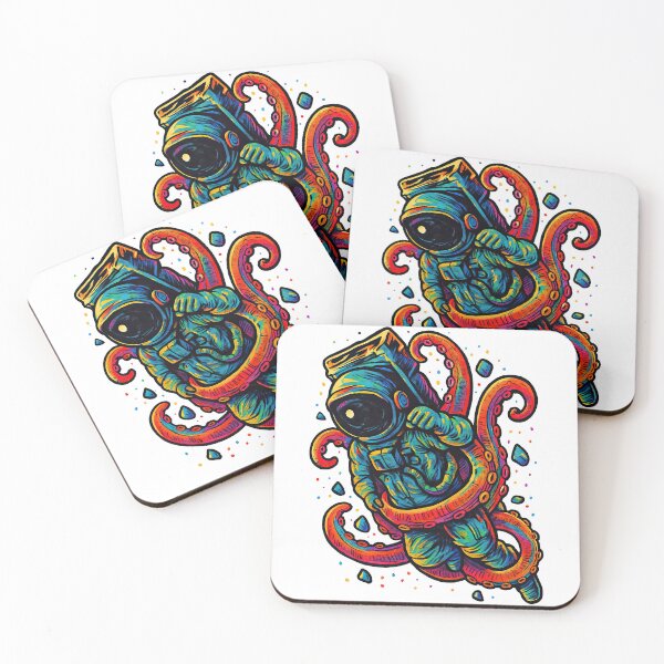 Item preview, Psychedelic Astronaut Entangled by Octopus – Cosmic Creature Illustration designed and sold by ArtfulWeave.