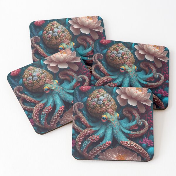 Item preview, Beautiful Octopus Floral Artwork designed and sold by FlosArtPrintShop.