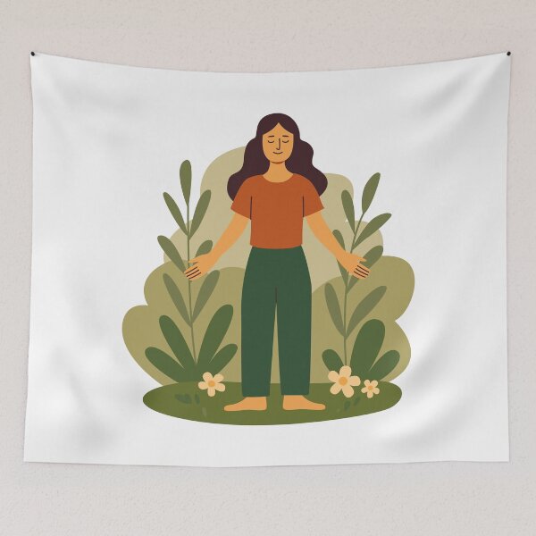 Item preview, Girl Relaxing barefoot on grass and lush green background designed and sold by CHERRY--SHOP.