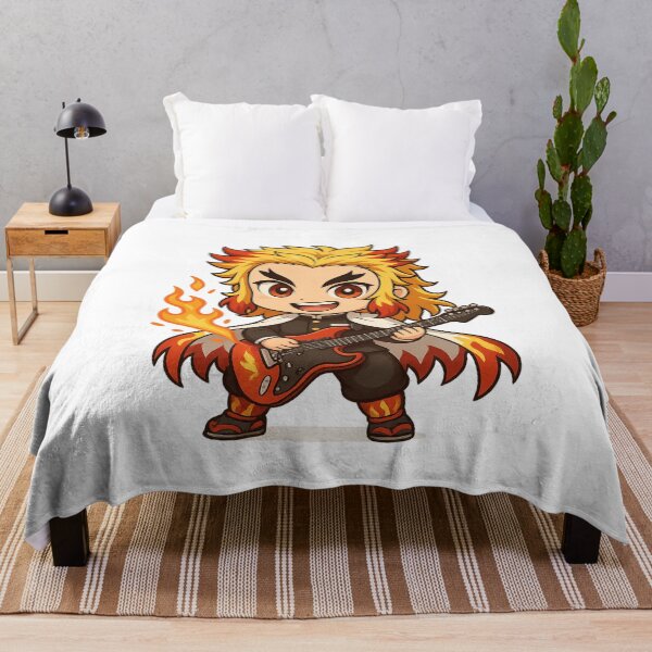 Item preview, Chibi Fire Swordsman Playing Electric Guitar – Kawaii Anime Flame Warrior Art designed and sold by ColorSplash123.