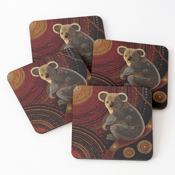 Item preview, Aboriginal Inspired Dot Art - Adorable Sunset Koala On Tree designed and sold by GrinGalore.