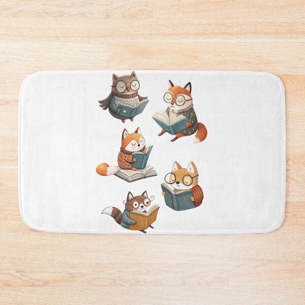 Item preview, Owl, Fox, and Cat Wearing Glasses Reading Books – Cute Animal Illustration designed and sold by PnrArtDesign.