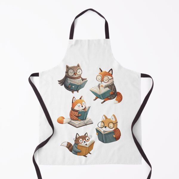Item preview, Owl, Fox, and Cat Wearing Glasses Reading Books – Cute Animal Illustration designed and sold by PnrArtDesign.