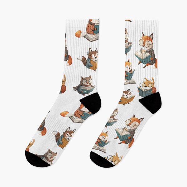 Item preview, Owl, Fox, and Cat Wearing Glasses Reading Books – Cute Animal Illustration designed and sold by PnrArtDesign.