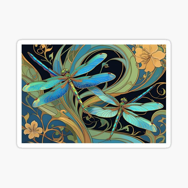 Item preview, Libellules Art Nouveau designed and sold by Edenglow Prints & Peculiars.