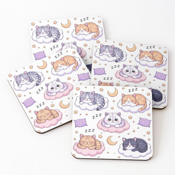 Item preview, Sleepy Cats and Clouds Seamless Pattern – Kawaii Pastel Cat Dream Design for Fabric, Pajamas, and Kids Products designed and sold by HAFIZ-DP.