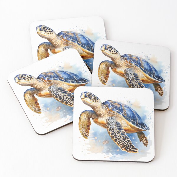 Item preview, Blue colored sea turtle drawing designed and sold by HoLabel-Rouge.