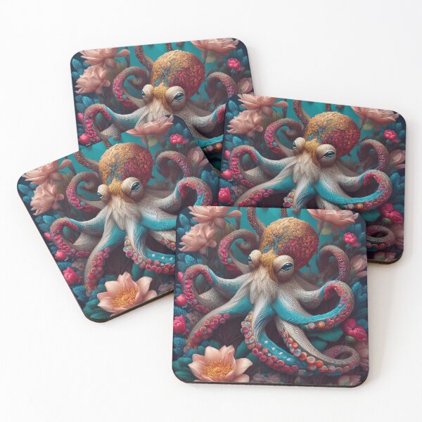 Item preview, Beautiful Octopus Floral Artwork designed and sold by FlosArtPrintShop.