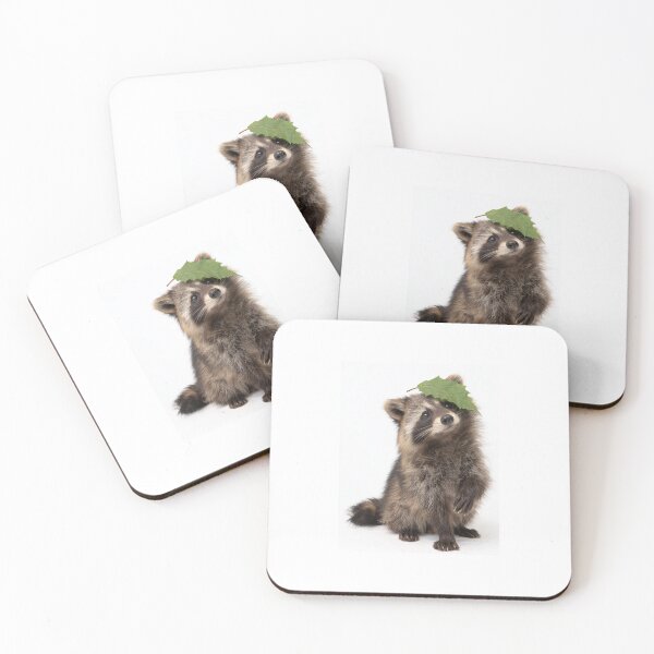 Item preview, Perro mapache con una hoja en la cabeza designed and sold by A-SO-BI.