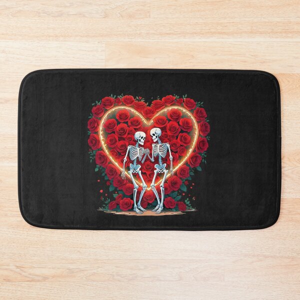 Item preview, Skeleton Couple Holding Hands Inside a Heart of Roses – Romantic Floral Design designed and sold by ColorSplash123.