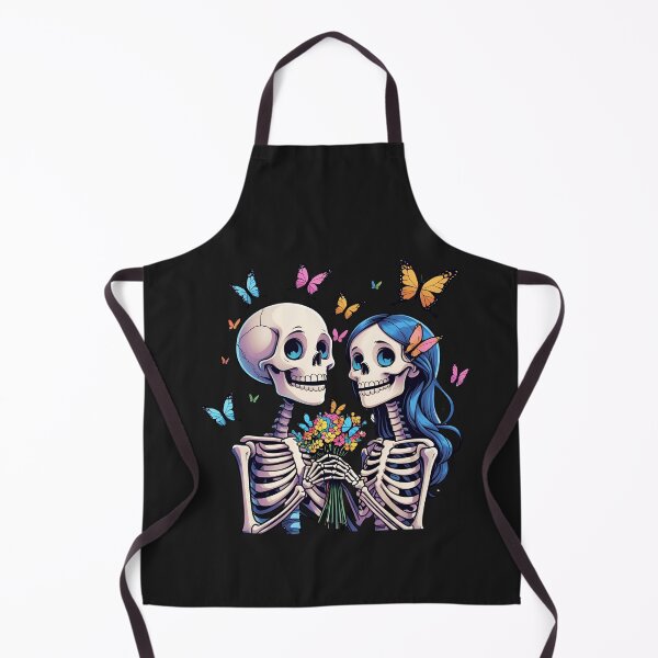 Item preview, Skeleton Boy Giving Butterfly Bouquet to Girl – Romantic Gothic Skeleton Art designed and sold by ColorSplash123.