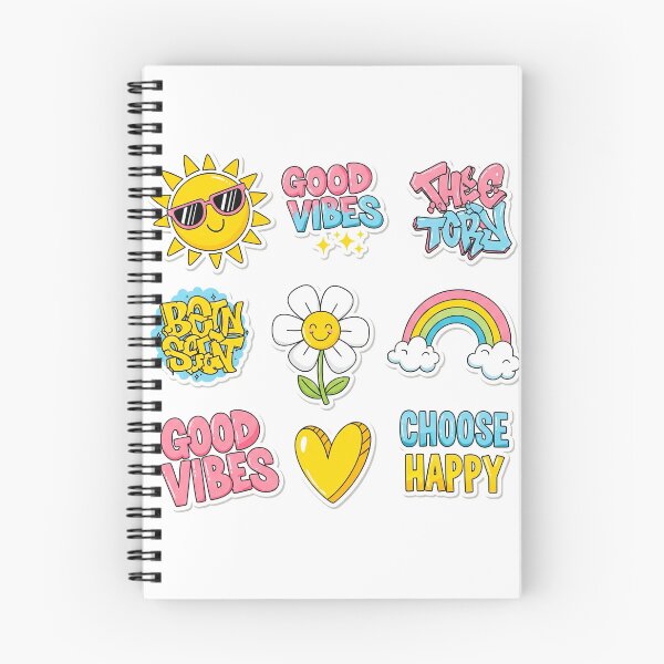 Item preview, Y2K Good Vibes Cute Sticker Pack | Retro Aesthetic Sun Rainbow Flower Doodle designed and sold by j-2k.