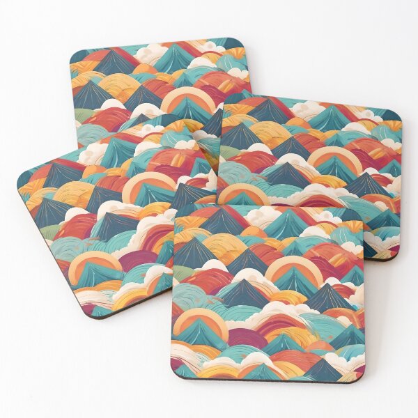 Item preview, Colorful mountains and sea waves designed and sold by SanchillShop.