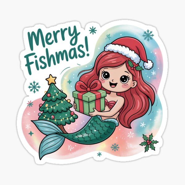 Artikel-Vorschau von Frohe Fischweihnachten Meerjungfrau, designt und verkauft von jkrphoto.
