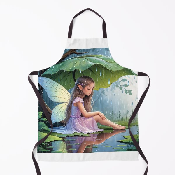 Item preview, A beautiful fairy girl sitting quietly under a large leaf from the rain. designed and sold by chathai.