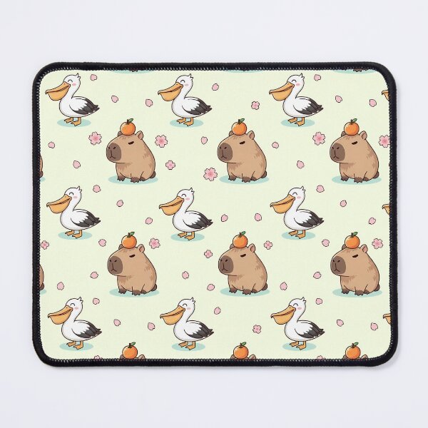 Item preview, Kawaii Capybara & Pelican Seamless Pattern with Sakura Blossoms | Cute Pastel Japanese Style Design designed and sold by Nuist25.