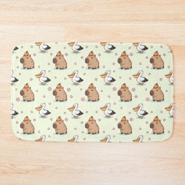 Item preview, Kawaii Capybara & Pelican Seamless Pattern with Sakura Blossoms | Cute Pastel Japanese Style Design designed and sold by Nuist25.