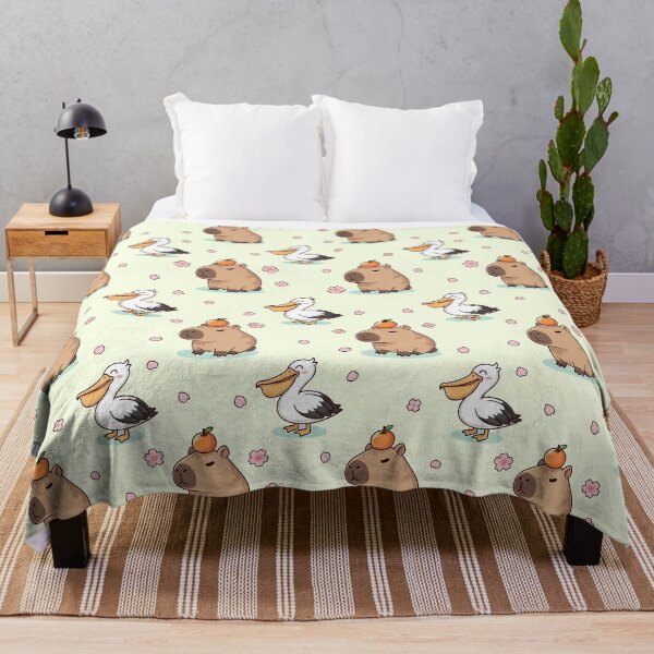 Item preview, Kawaii Capybara & Pelican Seamless Pattern with Sakura Blossoms | Cute Pastel Japanese Style Design designed and sold by Nuist25.