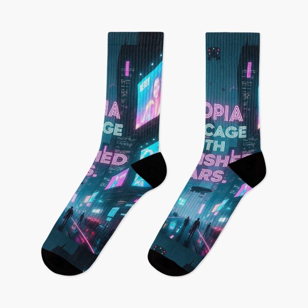 Item preview, Utopia Is a Cage with Polished Bars Cyberpunk Dystopian Quote designed and sold by Elizarfa.