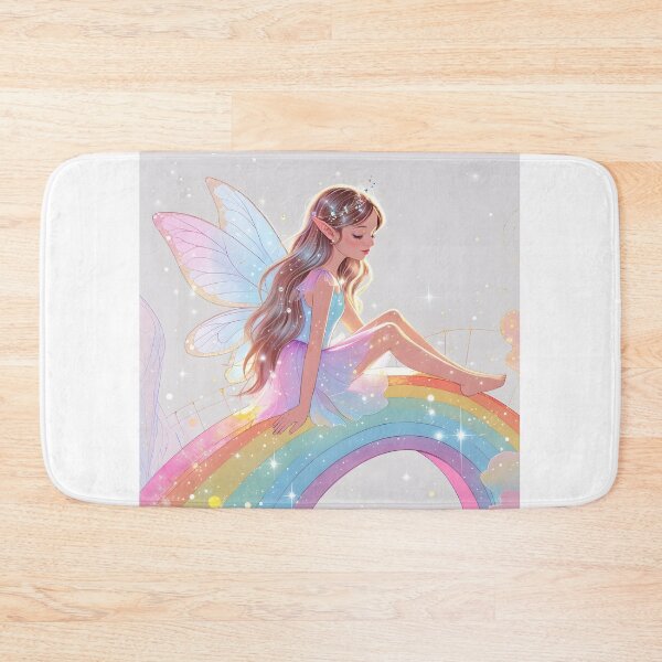 Item preview, A beautiful fairy girl  sitting gracefully on a shimmering rainbow bridge. designed and sold by chathai.