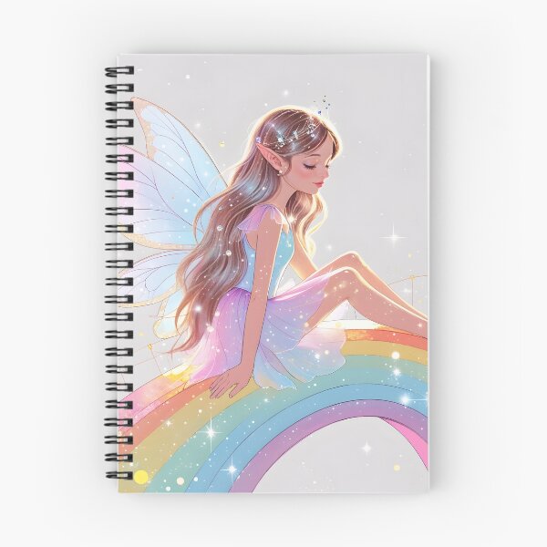 Item preview, A beautiful fairy girl  sitting gracefully on a shimmering rainbow bridge. designed and sold by chathai.