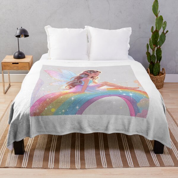 Item preview, A beautiful fairy girl  sitting gracefully on a shimmering rainbow bridge. designed and sold by chathai.