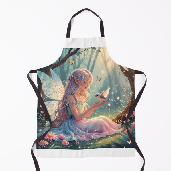 Item preview, A beautiful fairy girl sitting gently in a magical forest, playing with an adorable little birds. designed and sold by chathai.