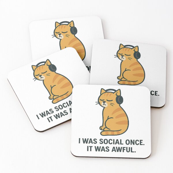 Item preview, I Was Social Once – Funny Introvert Cat T-Shirt for Anti-Social Moods designed and sold by Lunio Studio.