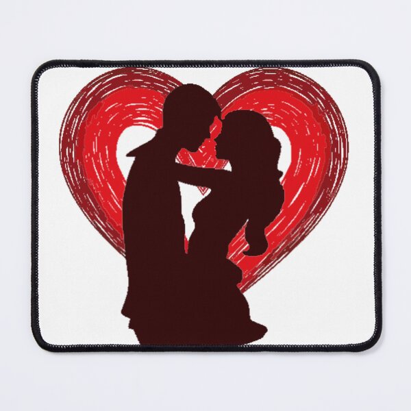 Item preview, silhueta de casal apaixonado em um abraço dentro de um coração vermelho. Design moderno e cheio de significado, ideal para amantes, casais ou para quem aprecia símbolos de amor e união. designed and sold by @Reikiama.