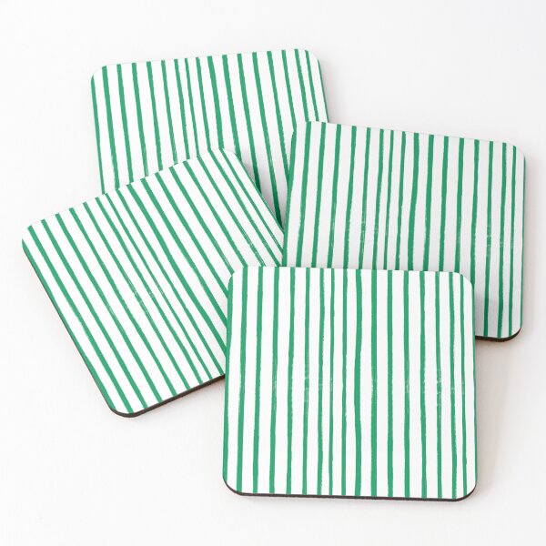 Item preview, Green and White Brush Stroke Stripes Pattern designed and sold by OneThreeSix.