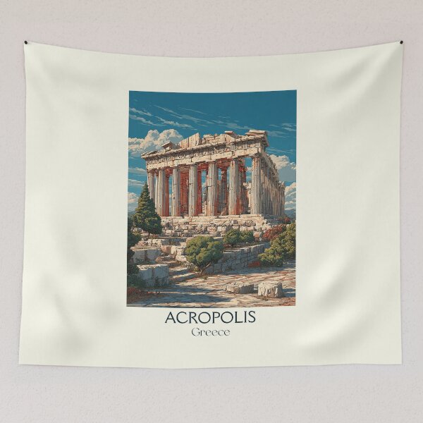 Item preview, Acropolis Poster – Ancient Greek Ruins in Classic Retro Style designed and sold by TuncGK.