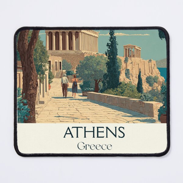 Item preview, Athens Poster – Historic Greek Capital in Vintage Landscape Art designed and sold by TuncGK.