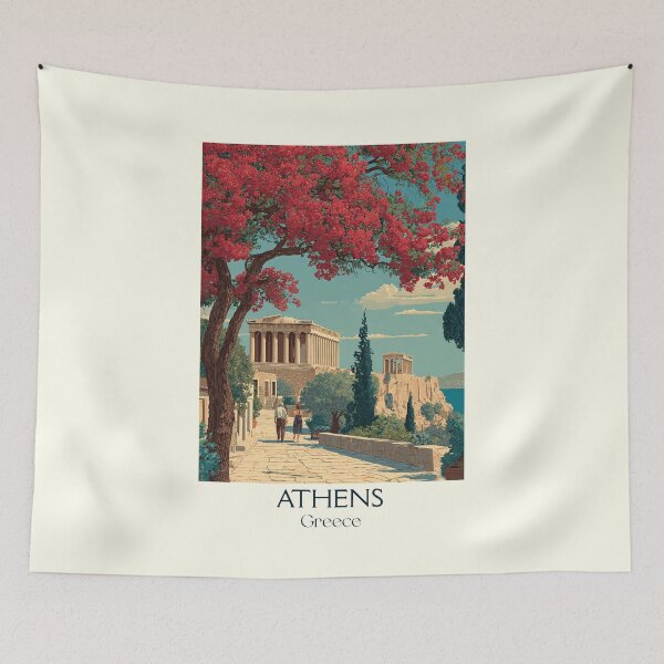 Item preview, Athens Poster – Historic Greek Capital in Vintage Landscape Art designed and sold by TuncGK.
