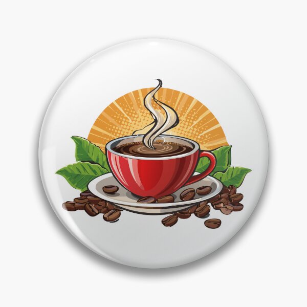 Item preview, Red coffee cup on a saucer filled with coffee, realistic coffee cup with smoke, Coffee cup beverage, cafe breakfast illustration, Tasty Coffee, hot cup of coffee, coffee beans next to the cup designed and sold by Danler.