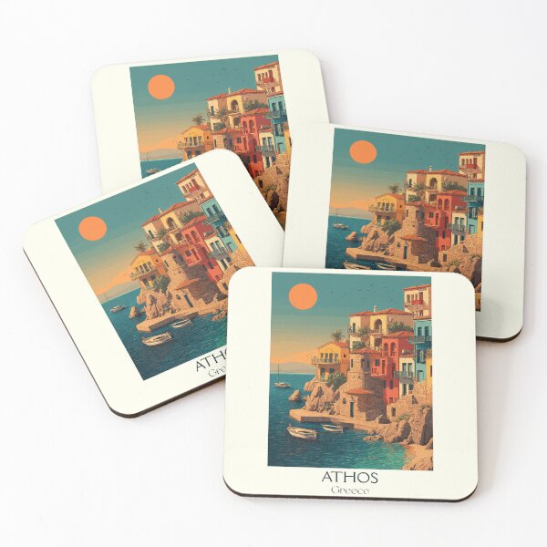Item preview, Mount Athos Poster – Greek Monastery Coast in Vintage Style designed and sold by TuncGK.