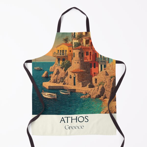 Item preview, Mount Athos Poster – Greek Monastery Coast in Vintage Style designed and sold by TuncGK.