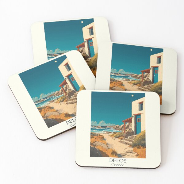 Item preview, Delos Poster – Sacred Greek Island Ruins in Retro Art designed and sold by TuncGK.