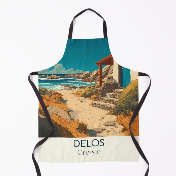 Item preview, Delos Poster – Sacred Greek Island Ruins in Retro Art designed and sold by TuncGK.