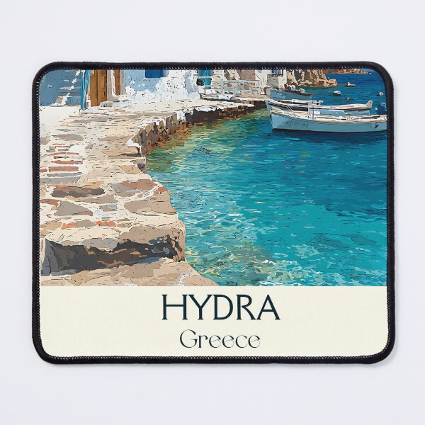 Item preview, Hydra Island Poster – Greek Coastal Village in Retro Style designed and sold by TuncGK.