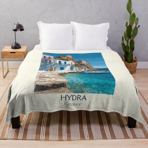 Item preview, Hydra Island Poster – Greek Coastal Village in Retro Style designed and sold by TuncGK.