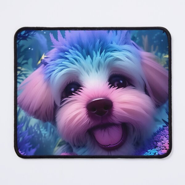 Item preview, Purple and blue fluffy dog, original drawing by myself then enhanced designed and sold by Jennifer Morcom.