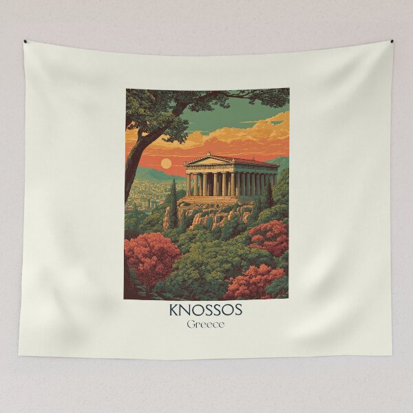 Item preview, Knossos Poster – Ancient Minoan Palace in Vintage Greek Art designed and sold by TuncGK.
