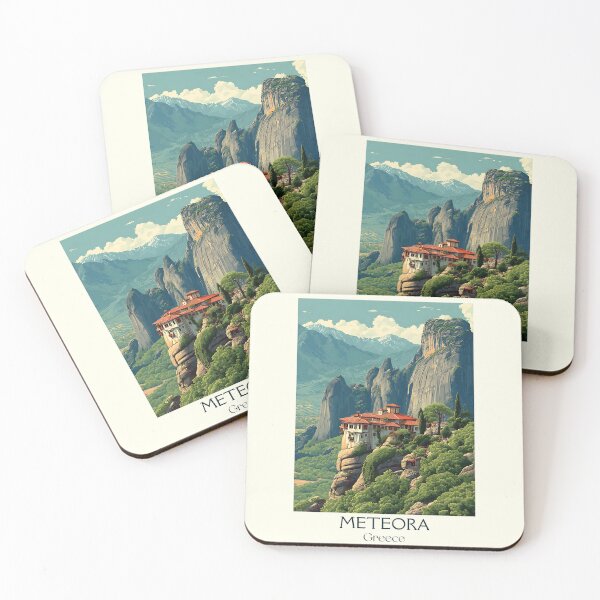 Item preview, Meteora Poster – Monasteries in the Sky in Vintage Greece Style designed and sold by TuncGK.
