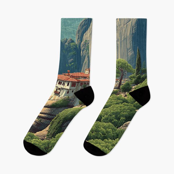 Item preview, Meteora Poster – Monasteries in the Sky in Vintage Greece Style designed and sold by TuncGK.