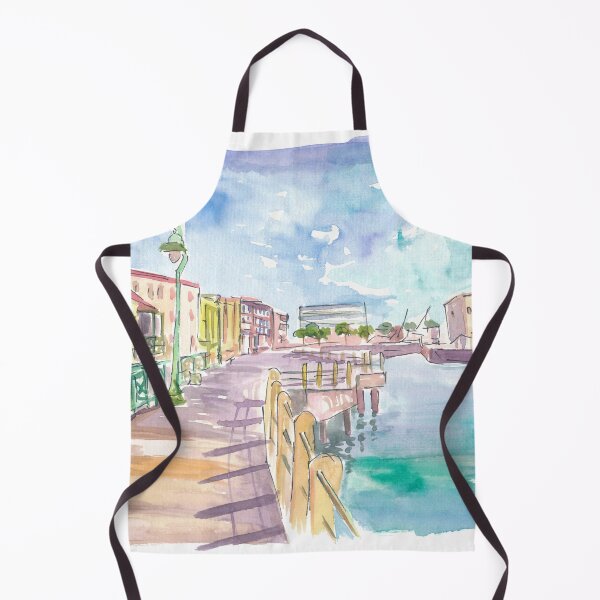 Item preview, Sunlit Bridgetown Boardwalk Promenade Scene with Harbor in Barbados designed and sold by artshop77.