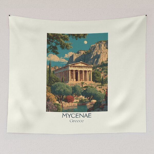 Item preview, Mycenae Poster – Ancient Greek Citadel in Vintage Travel Art designed and sold by TuncGK.