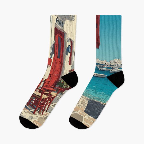 Item preview, Mykonos Poster – Greek Island Beauty in Retro Seaside Style designed and sold by TuncGK.
