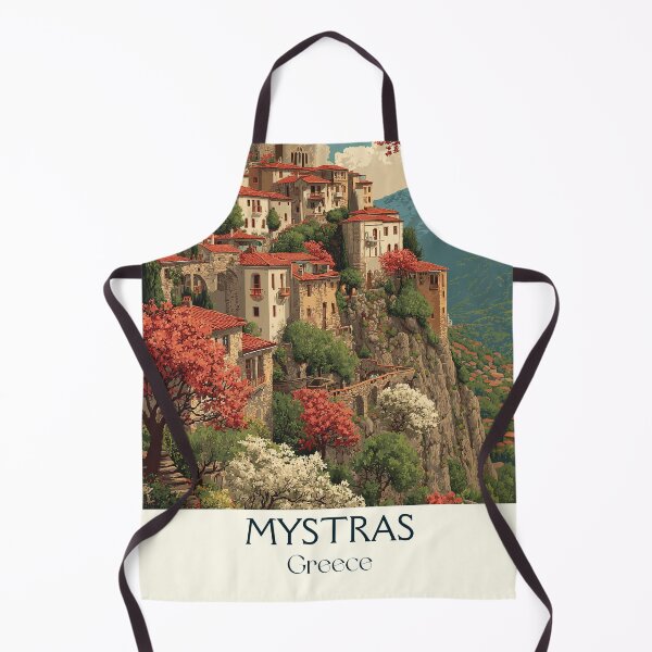 Item preview, Mystras Poster – Byzantine Greek Ruins in Lush Retro Design designed and sold by TuncGK.