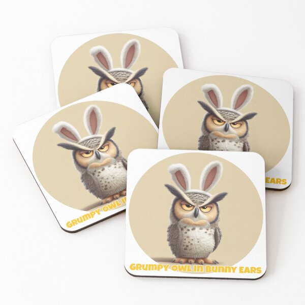 Item preview, Grumpy Owl in Bunny Ears – Funny Gift for Sarcastic Animal Lovers designed and sold by GoofyTails.