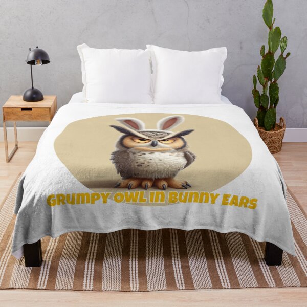 Item preview, Grumpy Owl in Bunny Ears – Funny Gift for Sarcastic Animal Lovers designed and sold by GoofyTails.